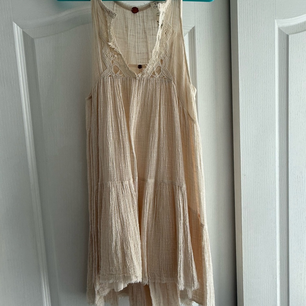 Free People Cream Sleeveless Dress